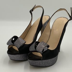 Enzo Angiolini Black Silver Stiletto Heel Pumps